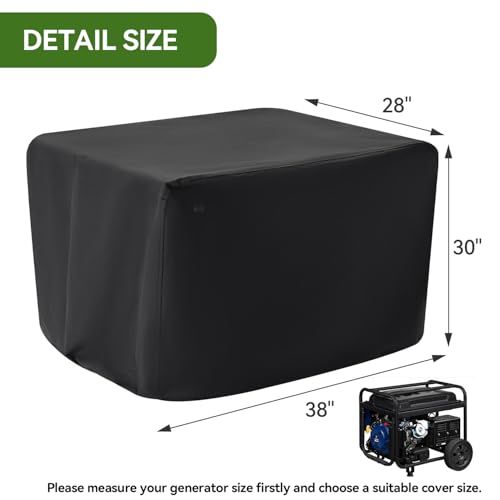Waterproof Generator Covers for Outside, Heavy Duty Thicken 900D Polyester Fabric Portable Generator Covers Universal Fits for Most Generators 10000-15000 Watt, Black (38"L x 28"W x 30"H) - size: 38"L x 28"W x 30"H