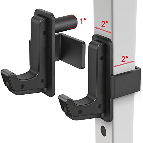 SELEWARE Solid Steel J Hooks for 2" x 2" or 3" x 3" Tube Power Cage with 1" 1/2" or 5/8" Hole Squat Rack Attachment, J-Hook Barbell Holder for Power Rack, Set of 2 - color: C:For 1" Hole of 2x2 inch Rack