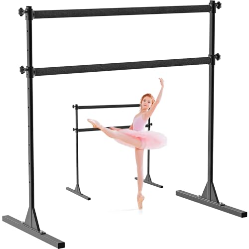 SELEWARE Height Adjustable Ballet Barre Freestanding Ballet Bar Heavy Duty Dance Bar Support Barre Movements Body Stretch Pull-ups, Sturdy Construction Never Fall Apart, Anti-Slip - color: 4 FT (Steel Crossbar with Fabric Cover, Black)