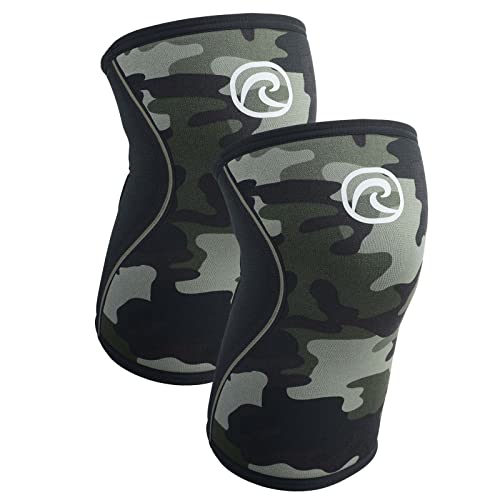 Rehband RX Knee Support for Strength Training & Fitness - 7mm Neoprene Knee Sleeve, Flexible & Non-Slip, Knee Sleeve for Men & Women, Colour:Camo - 1 Pair, Size:X-Small - color: Camo - 1 Pair, size: X-Small