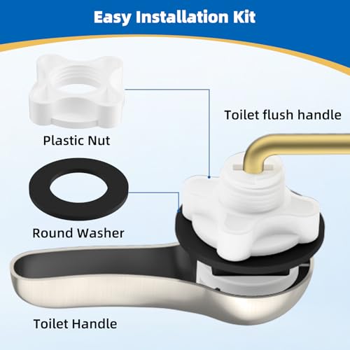 Hibbent Metal Front Mount Toilet Handle Replacement Kit, Brushed Nickel | Upgraded Metal Flush Lever, Universal Toilet Flush Handle Fit Front Tanks, Stainless Steel Flapper Chains, 4 Adjustable Holes - color: Brushed Nickel, style: Classic