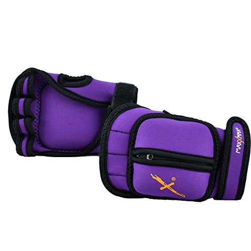 MaxxMMA Adjustable Weighted Gloves, 2 lb. Set - Removable Weight (2 x 0.5 lb. Each Glove) for Sculpting MMA Kickboxing Cardio Aerobics Hand Speed Coordination Shoulder Strength - color: Purple