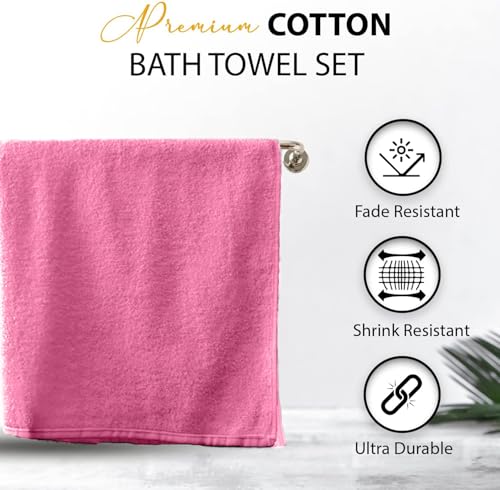 KAHAF COLLECTION 100% Cotton Bath Towels, 24x48 Pack of 6 Towels, Quick Dry, Highly Absorbent, Soft Feel Towel, Gym, Spa, Bathroom, Shower, Pool, Luxury Soft Towels (Pink, 24x48-6 Pack) - color: Pink, size: 24x48 - 6 Pack