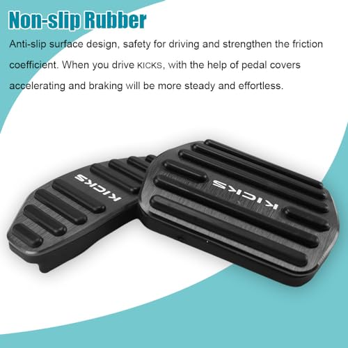 LEXLEY,with Kicks Logo 2PCS Anti-Slip Aluminum Brake Gas Pedal Pads,Auto No Drilling Accelerator Pedal Covers Only for Nissan 2018-2025 2026 Kicks-Black - color: BLACK