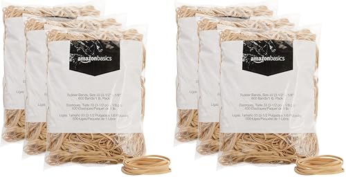 Amazon Basics Rubber Bands, Office Supplies, Size 33 (3-1/2 x 1/8 Inch), Stretchy, 600 Bands/1 lb Pack, 6-Pack, Tan - size: Size 33 (Pack of 2), style: 3-Pack