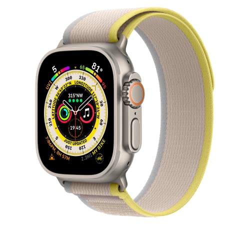Apple Watch Band - Trail Loop (49mm) - Yellow/Beige with Rugged Titanium Finish - M/L - color: Yellow/Beige, size: Medium / Large, style: Rugged Titanium Finish
