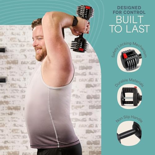 LifePro Adjustable Dumbbells Set – Quick-Adjust Space-Saving Weights with Anti-Slip Handle for Home Gym Strength Training - color: 15lb Pair