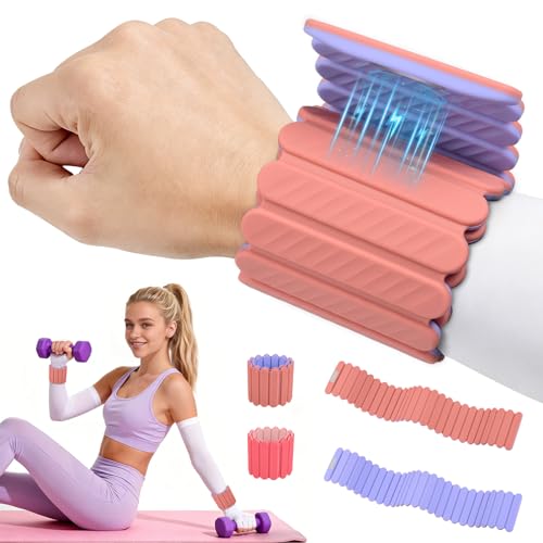Abahub Adjustable Wrist & Ankle Weights 2Pack, Wearable Silicone Weighted Bracelet for Women, Arm Leg Weights for Home Gym Workout, Jogging, Yoga & Pilates - color: Magnetic Pink Purple, size: 2.2LB Pair (1.1LB Each)