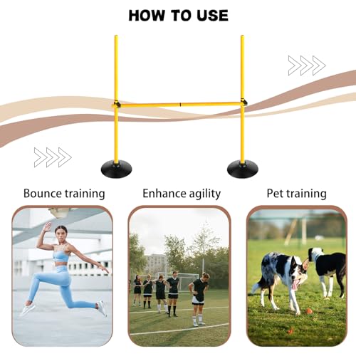 Adjustable Height Agility Hurdle Set Multi-Function Soccer Trainning Pole Set Coaching Sticks with Rubber Base - color: 3.3 FT, style: Pack of 6