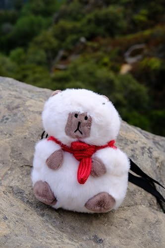 Rock Climbing Chalk Bag – Cute Plush Chalk Bag for Bouldering, Gym, Indoor & Outdoor Climbing – Drawstring Closure, Adjustable Waist Belt – Fun Character Design for Climbers - color: Capybara Scarf