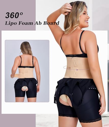YERKOAD 360 Lipo Foam Ab Board Post Surgery Liposuction Abdominal Compression Boards Belly Wrap Lipo Recovery Waist Cincher - color: Beige