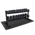 WF Athletic Supply Rubber Coated Hex Dumbbell Set, Multiple Choices Available - Dumbbells with Rack Stand and Mat, or Dumbbells Only (200/550/1200/2100/3000 LB) - color: d. 5 - 50LB w/ 2-tier Rack and Mat