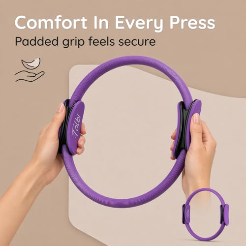 Pilates Ring and Ball Set with Video Tutorials, 10-in-1 Home Pilates Kit | Complete beginner-friendly workout kit for women to tone, strengthen and improve flexibility, balance and core at home - color: Sunset Purple