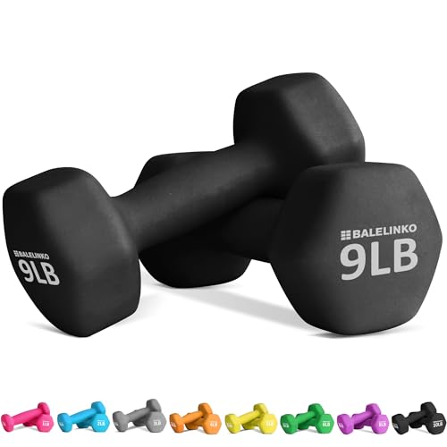 Balelinko Home Gym Equipment Workouts Strength Training Weight Loss Pilates Weights Yoga Sets Weights for Women, Men, Seniors and Youth - color: Black, style: 9 LB, Pair