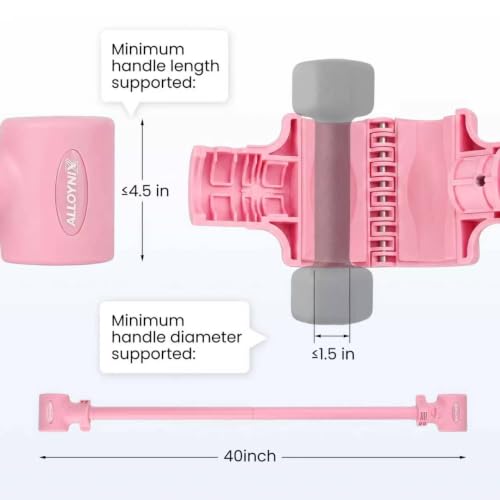 Pink Dumbbell to Barbell Converter 2.0 – Transform Dumbbells into Barbell Set for Home Gym, Adjustable Weight Bar with Anti-Slip Foam Grip, Steel Clamp & 200LB Max Capacity, Compatible with Standard Dumbbells