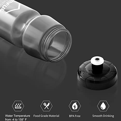 GEMFUL Cycling Water Bottle BPA Free Reusable Bike Gym Fitness Clear Squirt Squeeze Bottles Sports Leakproof Bicycle Workout 24oz 2 Pack | BPA Free, Leakproof, Squeeze Design For Easy Hydration, Fits Standard Bike Cages, Reusable & Durable, for Cycling, B