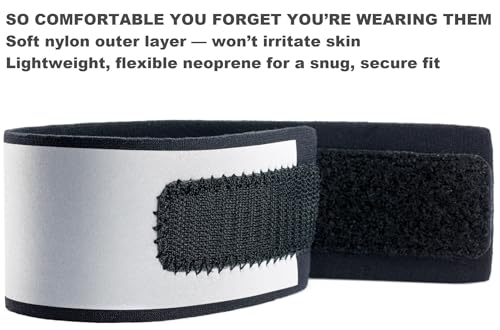 Reflective Ankle Bands with Very Large Reflective Area, 1,000+ ft Visibility, Straps for Biking, Running and Walking at Night - Bright, Lightweight & Comfortable - color: Silver - 2 Bands