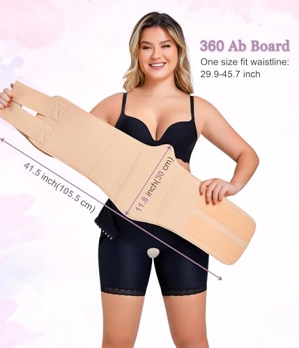 YERKOAD 360 Lipo Foam Ab Board Post Surgery Liposuction Abdominal Compression Boards Belly Wrap Lipo Recovery Waist Cincher - color: Beige