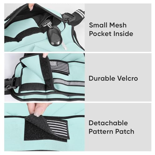 APEXUP Adjustable Weighted Vest, 4-10lb/12-18lb/20-32lb Vest with 6 Ironsand Weights and Large Pocket, Weight Vest for Men Women Strength Training, Running, Walking - color: Pastel Blue, size: 20-32lbs