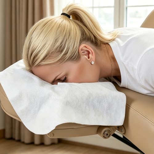 Large Disposable Face Cradle Covers, 100 Count Ultra Soft Medical Grade Non-Sticking Massage Face Rest Covers, Headrest Covers for Massage Tables & Massage Chairs - size: 100 Pack