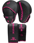 RDX Boxing Pads and Bag Gloves Set, Maya Hide Leather Kara Hook and Jab Training Pads, Curved Focus Mitts for MMA, Muay Thai, Kickboxing Coaching, Martial Arts, Punching Hand Target Strike Shield - color: PINK