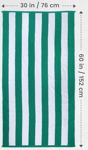 Utopia Towels Pack of 4 Cabana Beach Towels, Oversized 30 x 60 Inches Cotton Beach Towel Set, Smooth Ring Spun Texture for Pool and Swim Days, Modern Striped Design Bath Towels Green - color: Green, size: 30 x 60 - 4 Pack