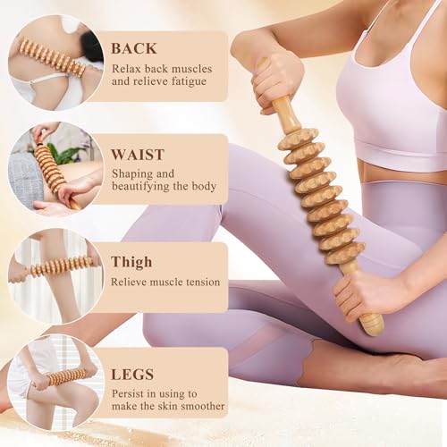 Xokocli 7-in-1 Wood Therapy Massage Tools Lymphatic Drainage Massager for Muscle Pain Relief | Maderoterapia Kit Body Sculpting Tools for Anti-Cellulite, Body Shaping - color: 7pcs