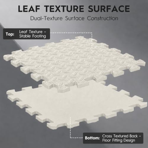18pcs Puzzle Exercise Mat, 12.6"x12.6"x0.4", 18sqft EVA Interlocking Foam Floor Tiles, Protective, Water-Resistant Flooring for Home Gym & Workout Equipment - color: Sage Gray Duo
