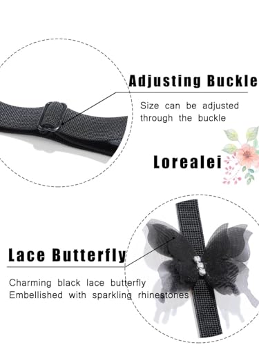 Rave Leg Wrap Butterfly Lace Rhinestone Non-Slip Elastic Legging Gothic Festivals Coachella Outfits for Women - color: Black
