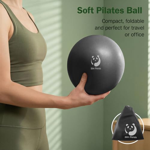 Slim Panda Pilates Ball, 9 Inch Small Exercise Ball, Anti Burst Mini Yoga Ball for Stability, Workout, Barre, Core Strength, Physical Therapy, Balance, Stretching - color: Black