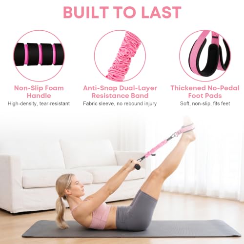 Sit Up Assist Strap, Multifunctional Foot Pedal Resistance Band Set 30-90LB, Adjustable Strength Home Gym Fitness Equipment for Full Body Workout – Portable Home Gym for Men & Women