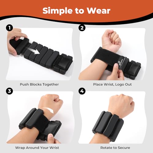 Sportneer Wrist & Ankle Weights for Women & Men Set of 2 (1LB/2LB Each) - Soft Silicone Arm & Leg Weights for Pilates, Yoga, Walking, Barre, Home Workout, Water Aerobics - color: Twilight Black, size: 4 Lb Pair (2 Lb Each)