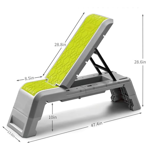 leikefitness Exercise Step Platform, Multifunctional Aerobic Deck | with Cord and Adjustable Dumbbell & Weight Bench, Fitness Equipment for Workout Home Gym - color: Green