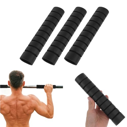 Kisangel 3 Pack Anti-Slip Pull up Bar Grip Pads, Removable Washable Sponge Grip Sleeve, Hand Guard Pads for Horizontal Bar Training, Black