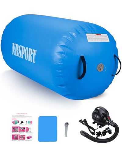 Air Barrel - Air Roller Gymnastics Barrel for Back Handspring Trainer, Air Tumble Mat with Pump for Gym Training/Yoga Balance Exercise/Cheerleading/Home and Outdoor Use - color: All Blue, size: 39.4x23.6inch