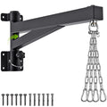BeneLabel Heavy Bag Hanger for Punching Bag Beam Mount Hardware 360° Rotation Boxing Bag Ceiling Mount I-Beam Hanger for Hanging Heavy Punching Bags Wall Hangers - color: 24" Black wall hanger with steel chain