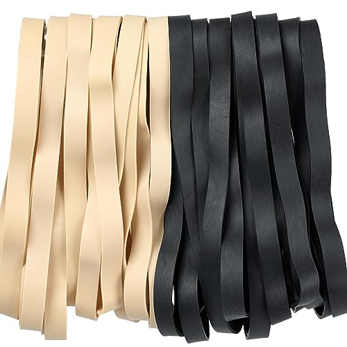 AMUU Rubber Bands Size 107 | Wide, Big, Thick, Long, 30Pcs, Heavy Duty - color: Black,light brown