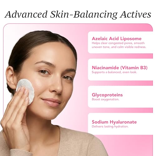 Peaches Skin Care Refresh Renewal Pads - Gentle Exfoliating Pads, 50 Count | Daily exfoliating pads for face and neck with willow bark, hyaluronic acid, niacinamide and AHA fruit blend