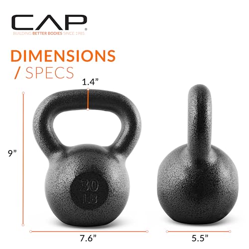 CAP Barbell Cast Iron Kettlebell - Singles and Sets, Multiple Weight Choices - size: 30.0 Pounds