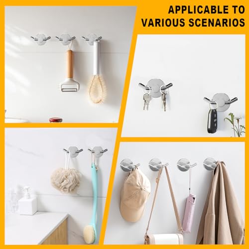 2 Pack Towel Hooks for Bathroom, Screw in Stainless Steel Wall Hooks for Hanging Coat Robe Keys(Chrome) - color: Chrome