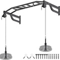 SELEWARE 48'' Heavy Duty Pull Up Bar Wall Mount Multi-function Chin up Bar with Home Gym Cable Pulley System LAT Pulldown Workout Attachments Heavy Bag Hanger - color: C. Black Pull Up Bar with Cable Pulley System