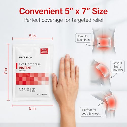 McKesson Instant Hot Packs, Instant Hot Compress, 5 x 7 in | Instant Hot Pack,Sodium Acetate / Water,Disposable,5 X 7 Inch - color: Red, size: 5x7
