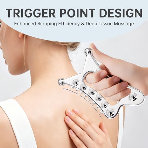 Fascia Blaster Tool, Body Gua Sha Tool，Stainless Steel Gua Sha Muscle Scraper Tool，Lymphatic Drainage Massager for Self Care, Fascia Blaster for Cellulite, Trigger Point Massage Tools for Pain Relief