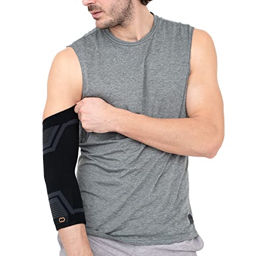 Copper Compression PowerKnit Elbow Sleeve - Seamless Elbow Brace for Men & Women - Pain Relief for Tendonitis, Tennis Elbow, Golfers, Weight Lifting - Fits Right or Left - 1 Sleeve - XXL - size: 2XL