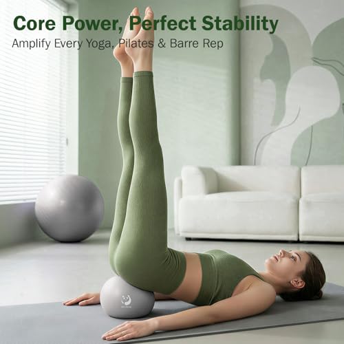 Slim Panda Pilates Ball, 9 Inch Small Exercise Ball, Anti Burst Mini Yoga Ball for Stability, Workout, Barre, Core Strength, Physical Therapy, Balance, Stretching - color: Silver