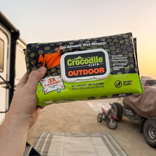 Crocodile Cloth Outdoor Cleaning Wipes, Plant-Based Multi-Surface Wipes, Pre-Moistened, Aloe & Vitamin E, Safe on Skin, 80 Count, 15 x 10 Inch - size: 80 Count (Pack of 1)