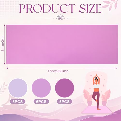 Funtery 3 mm Thin Yoga Mats Bulk, 68 x 24 Inches Lightweight PVC Exercise Mats Non Slip Workout Fitness Pads for Yoga Pilates Stretching Classes Gym Home Studio - color: Purple Series Color