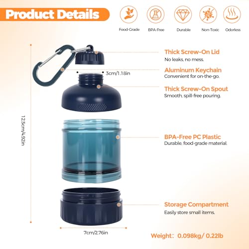 2 Pack Protein Powder Container to Go with Keychain & Keyring, Large Capacity, Clear, Leakproof, Ideal for workouts, fitness, or travel (Pink&Yellow) - color: Pink&Yellow