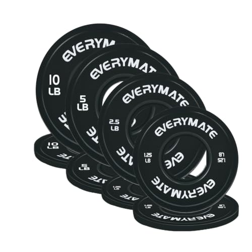 EVERYMATE Change Weight Plates 1.25LB 2.5LB 5LB Set Fractional Olympic Bumper Plates for Cross Training Steel Insert Strength Training - color: 37.5 LB(+1.25+2.5+5+10), size: Black