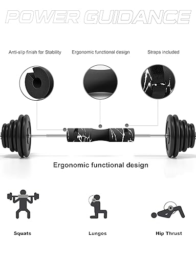 POWER GUIDANCE Barbell Squat Pad - Neck & Shoulder Protective Pad - Great for Squats, Lunges, Hip Thrusts, Weight Lifting & More - Fit Standard and Olympic Bars Perfectly - color: Black Marble